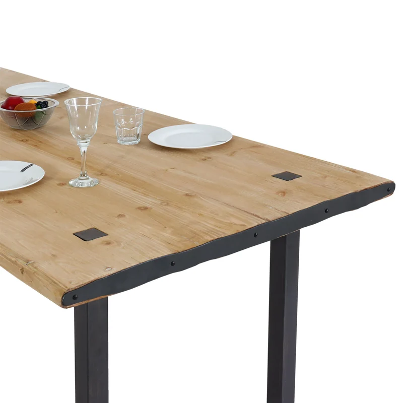 Table à manger design industriel en bois de sapin structure en fer 200 x 90 cm 04_0008564