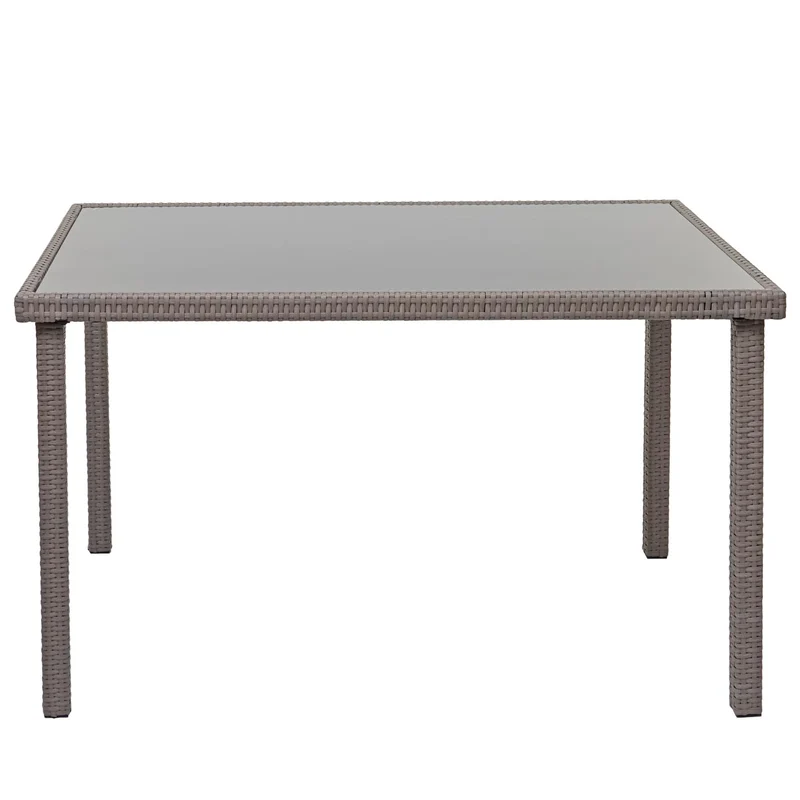 Table de jardin en polyrotin gris plateau de table en verre balcon 120 x 75 cm 04_0008549
