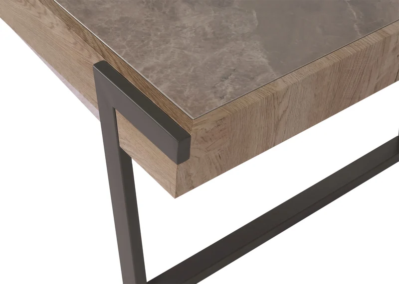 Table basse table de salon 43x120x64 cm pierre frittée aspect marbre gris bois gris-marron 04_0008448