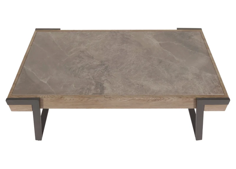 Table basse table de salon 43x120x64 cm pierre frittée aspect marbre gris bois gris-marron 04_0008448