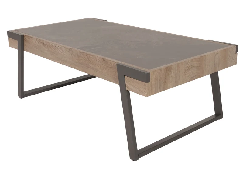 Table basse table de salon 43x120x64 cm pierre frittée aspect marbre gris bois gris-marron 04_0008448