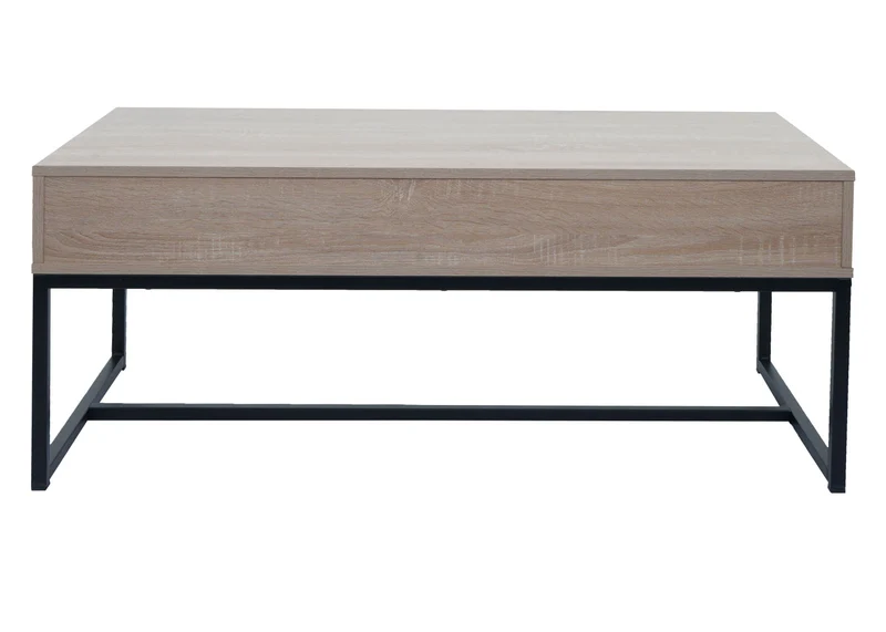 Table basse table d'appoint avec deux tiroirs kubu rotin bois mélamine aspect chêne 04_0008450
