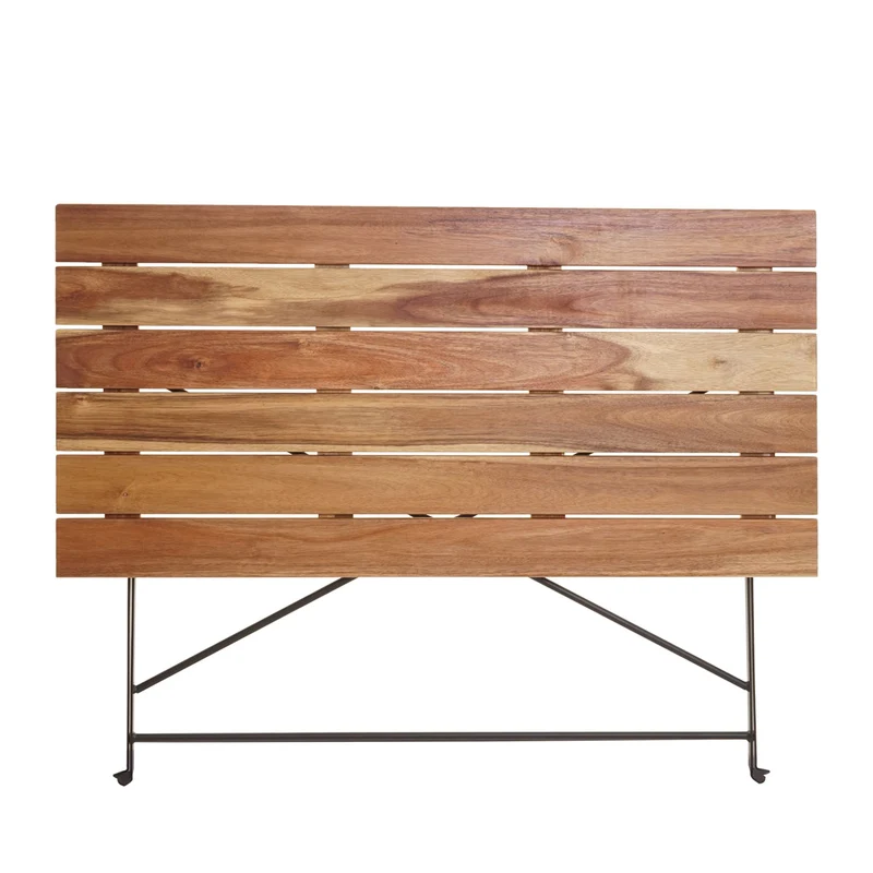 Table de jardin pliable en bois d'acacia et acier 120 x 60 cm couleur naturelle 04_0008538