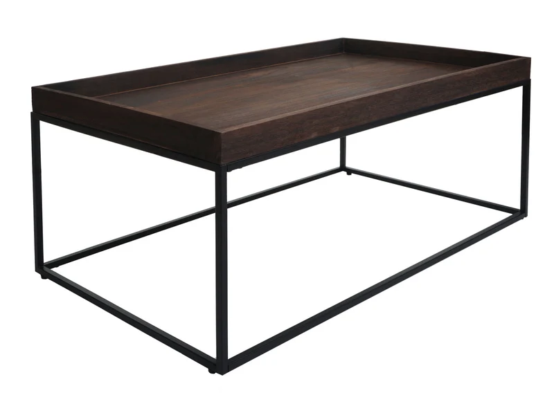 Table basse table d'appoint en bois et métal 46 x 110 x 60 cm marron foncé 04_0008434