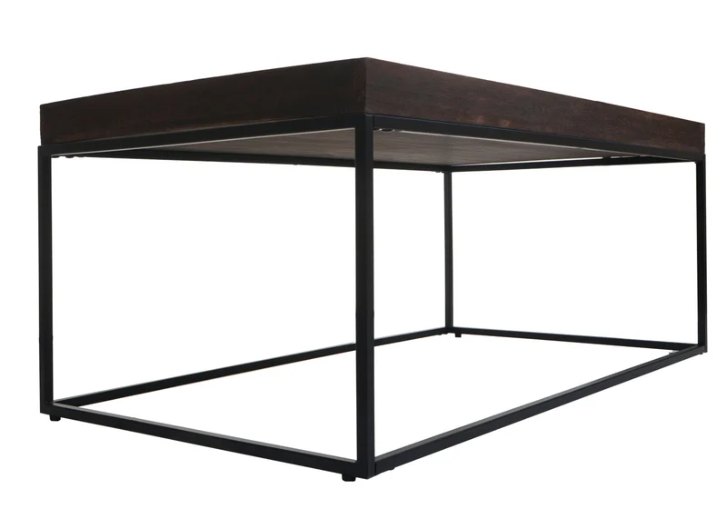 Table basse table d'appoint en bois et métal 46 x 110 x 60 cm marron foncé 04_0008434