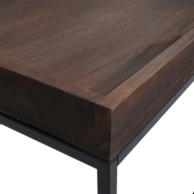 Table basse table d'appoint en bois et métal 46 x 110 x 60 cm marron foncé 04_0008434