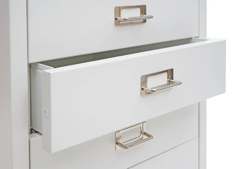 Caisson à tiroirs meuble de bureau 55 x 40 x 41 cm 4 tiroirs en acier blanc 04_0008266