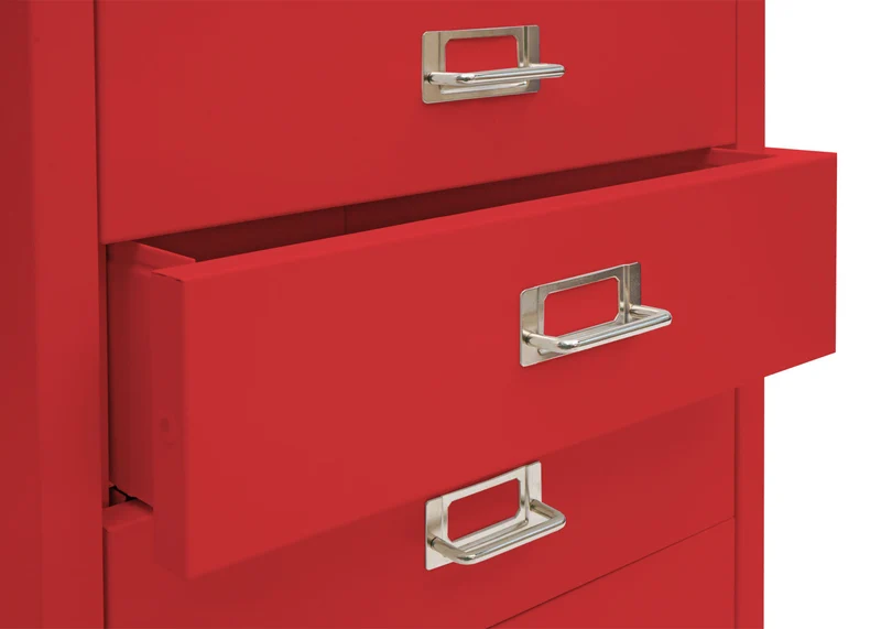 Caisson à tiroirs meuble de bureau 115 x 40 x 41 cm 8 tiroirs en acier rouge 04_0008265