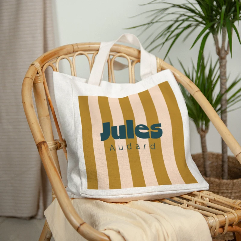 Tote bag Anse en toile Rayures d'Écolier