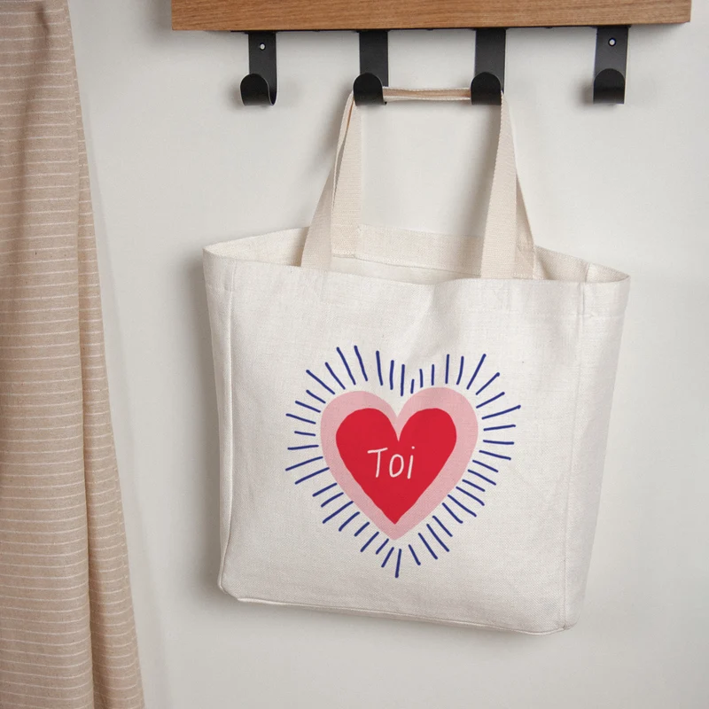 Tote bag Anse en toile Cœur rayonnant