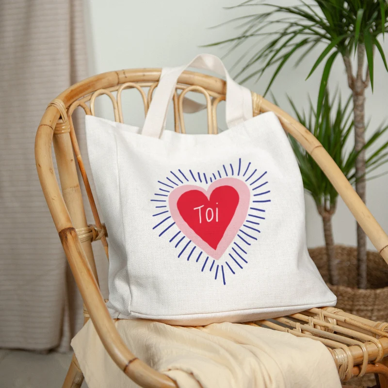 Tote bag Anse en toile Cœur rayonnant