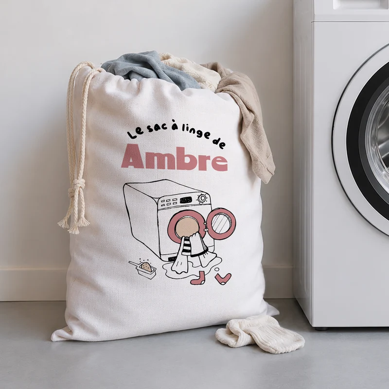 Sac à linge Grand format Mission Linge Sale Rose