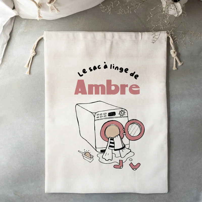 Sac à linge Grand format Mission Linge Sale Rose