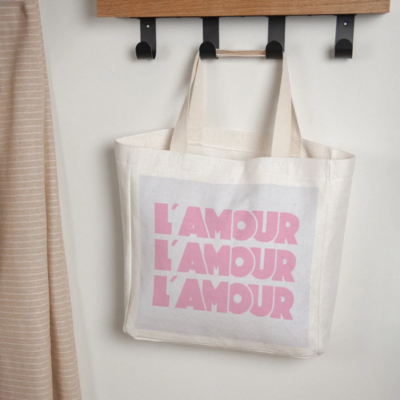 Tote bag Anse en toile L' Amour lavande