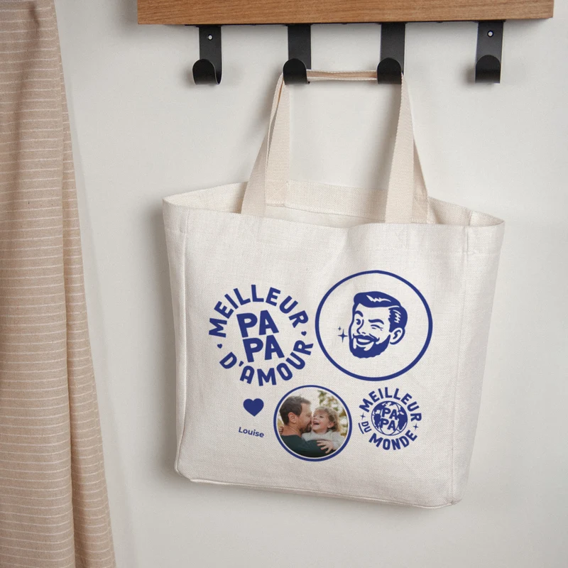 Tote bag Anse en toile Meilleur Papa d'Amour