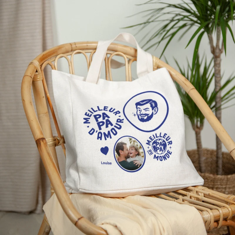 Tote bag Anse en toile Meilleur Papa d'Amour