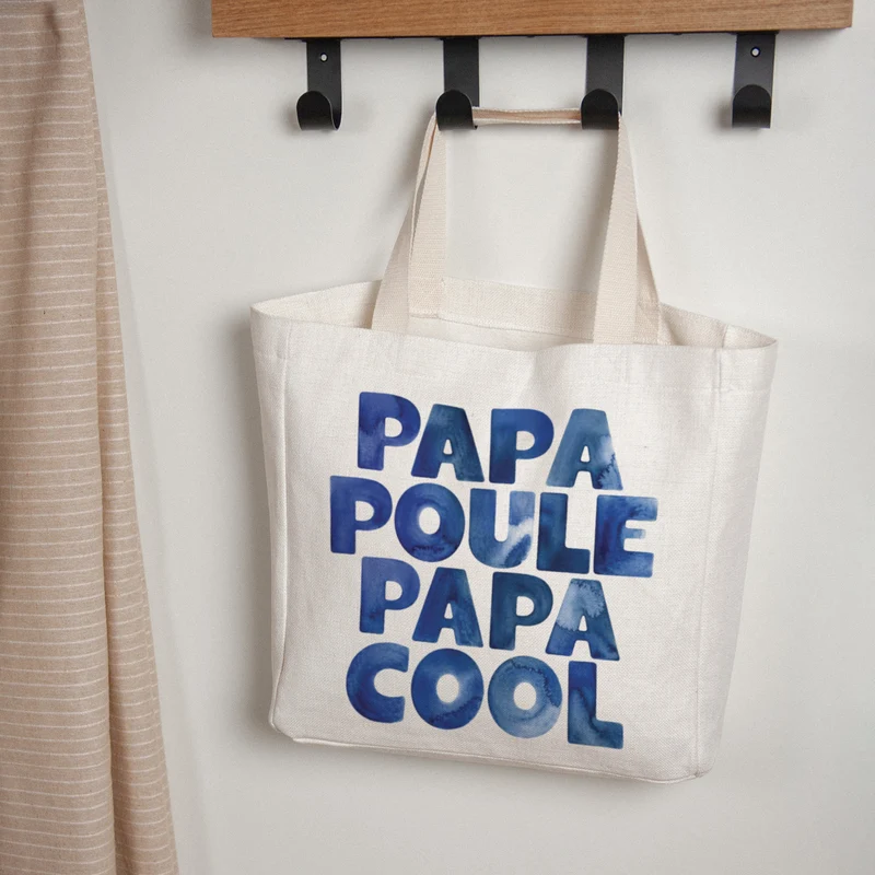 Tote bag Anse en toile PAPA POULE PAPA COOL