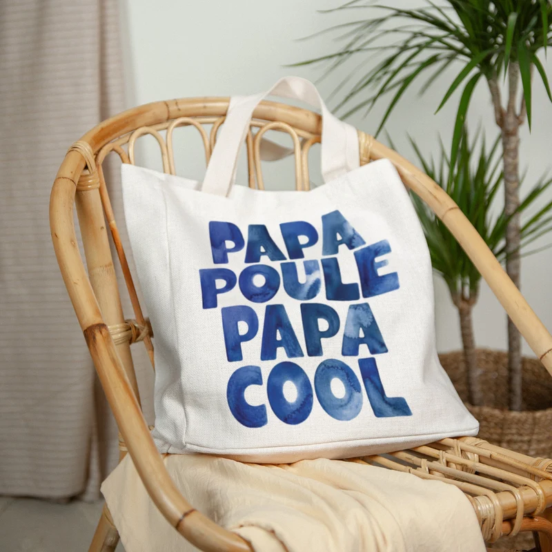 Tote bag Anse en toile PAPA POULE PAPA COOL