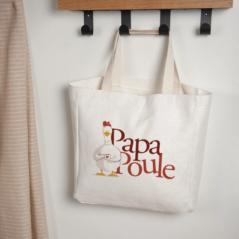 Tote bag Anse en toile Mon Papa poule