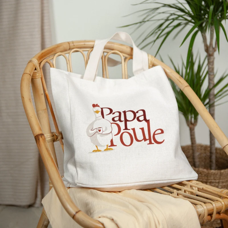 Tote bag Anse en toile Mon Papa poule