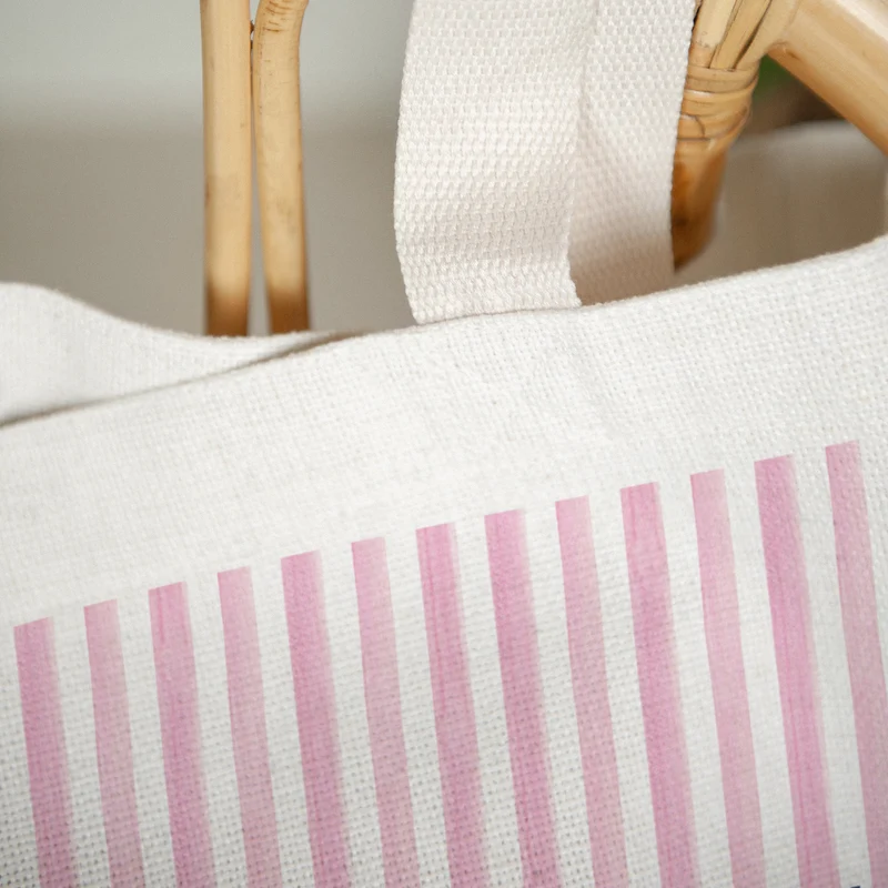 Tote bag Anse en toile Grand Cœur Rose