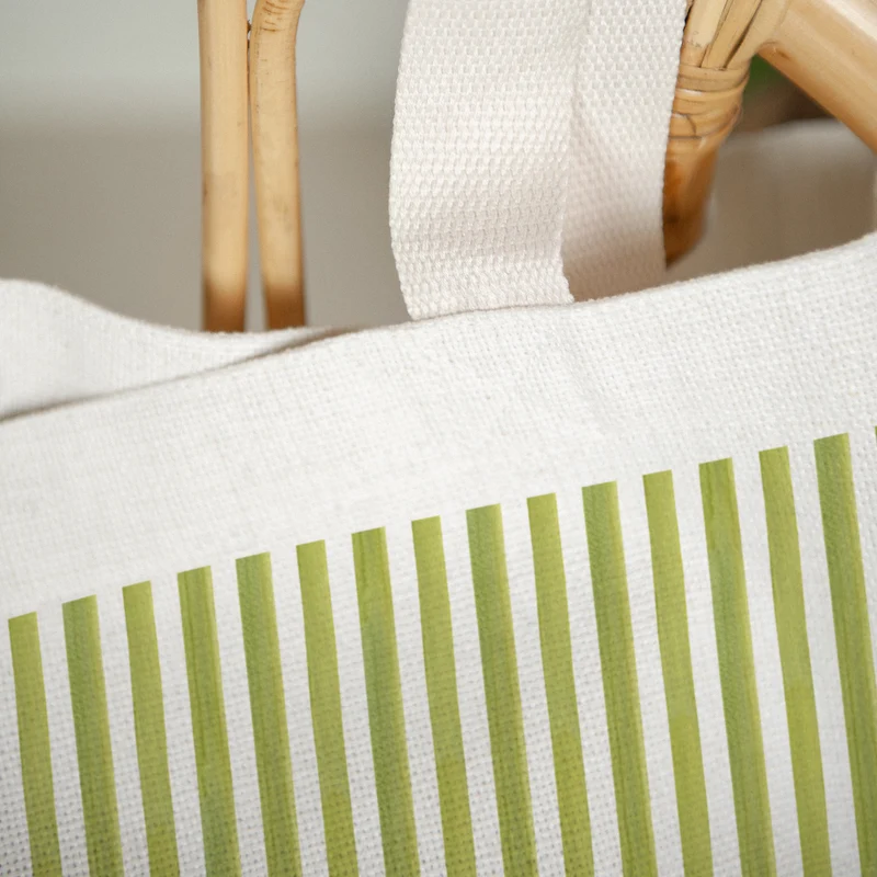 Tote bag Anse en toile Bisous Rayures Verte
