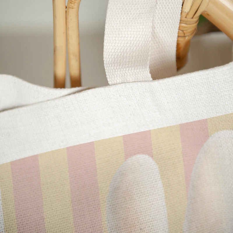 Tote bag Naissance Anse en toile Doudou lapin rayures