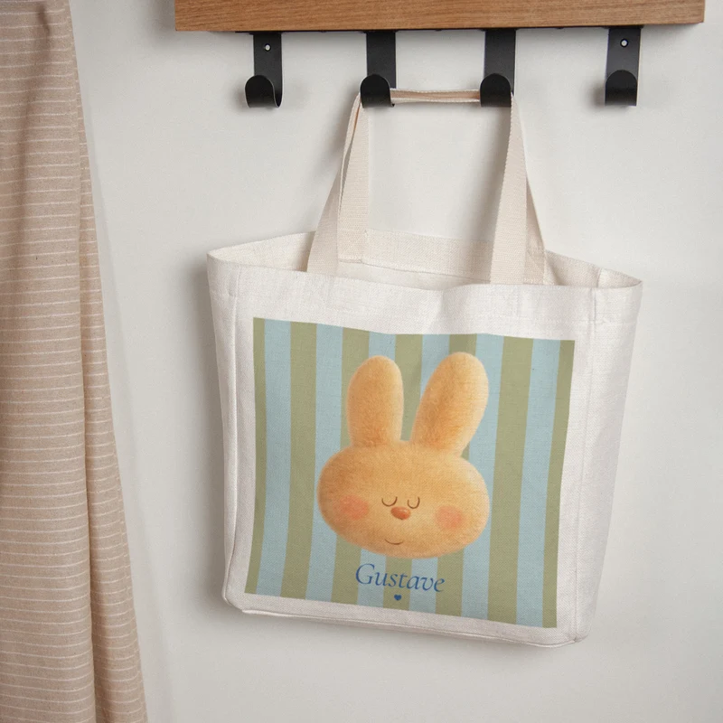 Tote bag Naissance Anse en toile Doudou lapin rêveur