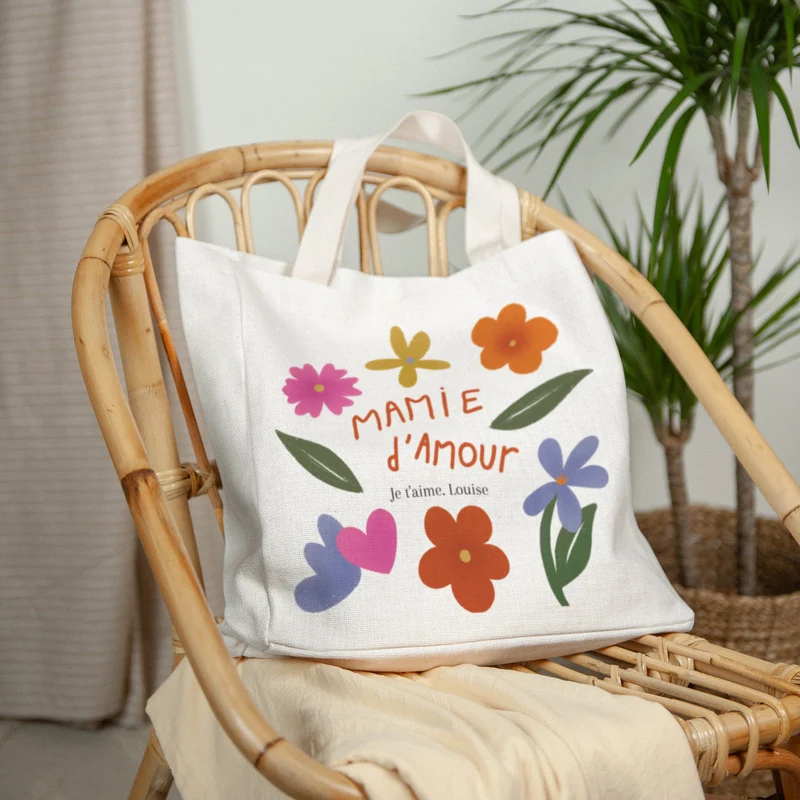 Tote bag Anse en toile Mamie en or