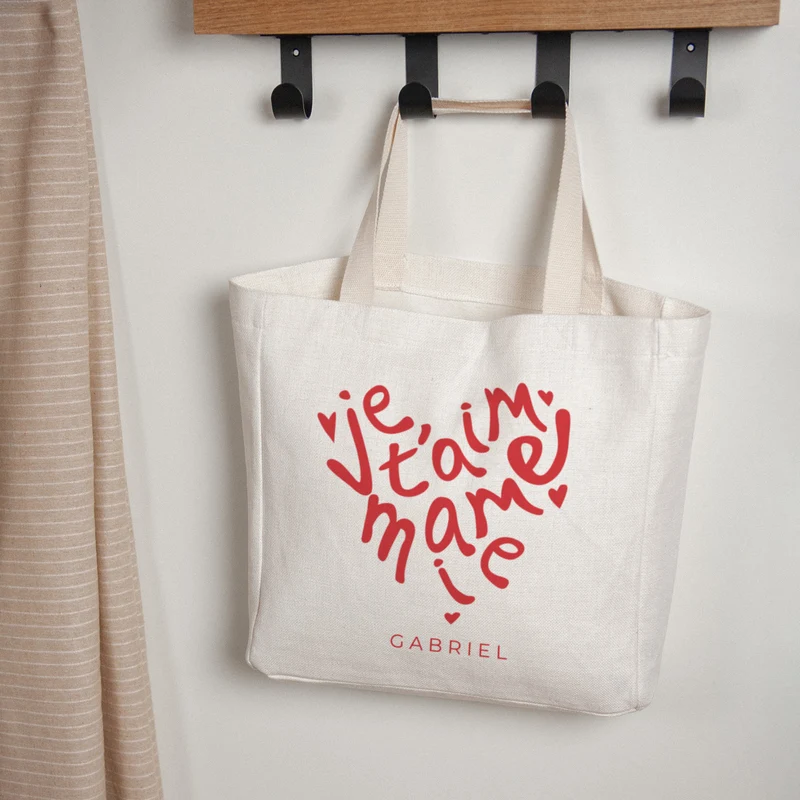 Tote bag Anse en toile Cœur de Mamie