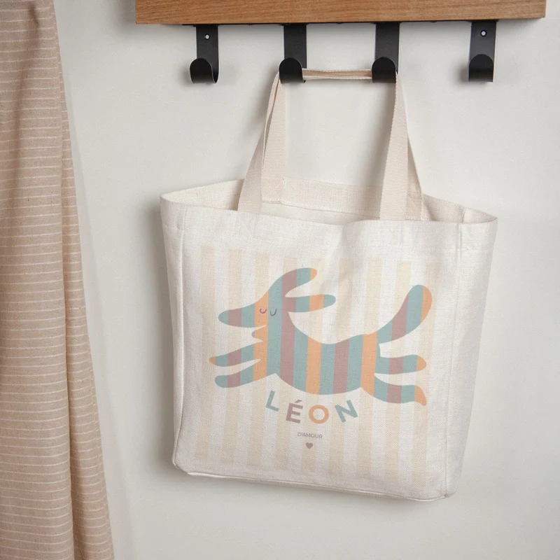 Tote bag Anse en toile Bestiole à rayures