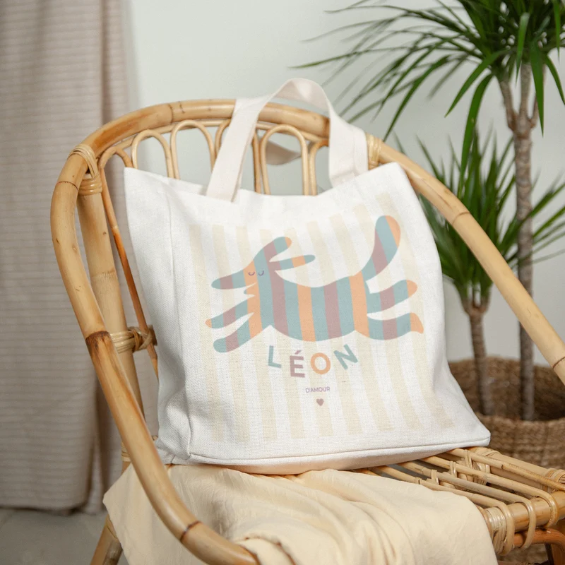Tote bag Anse en toile Bestiole à rayures
