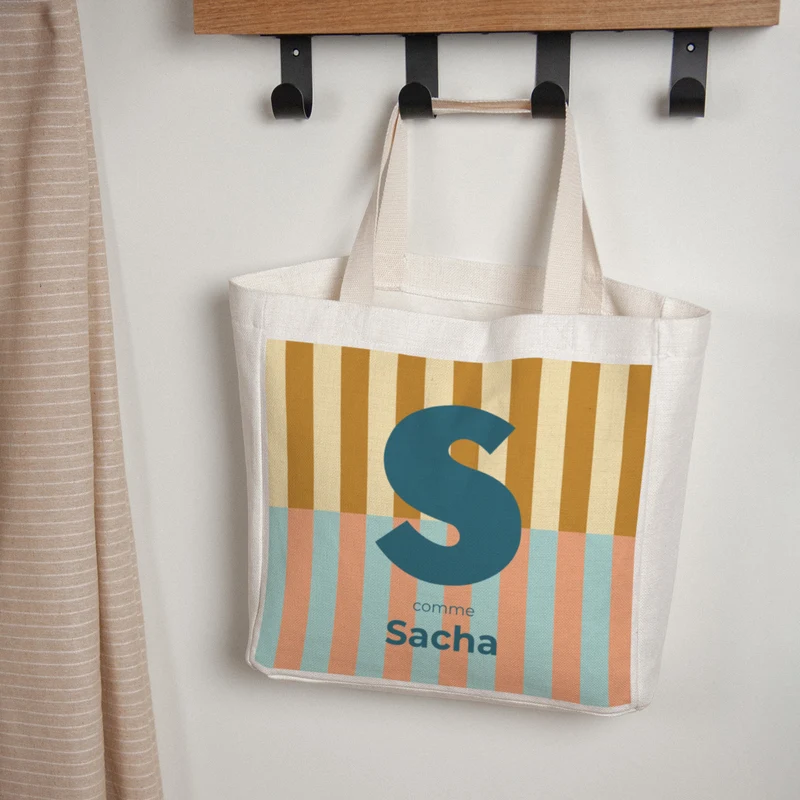 Tote bag Naissance Anse en toile Colorful stripes blue II
