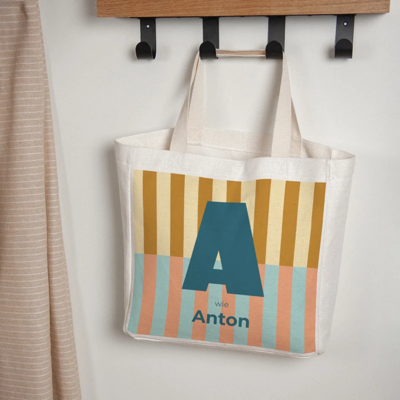 Tote bag Naissance Anse en toile Colorful stripes blue II