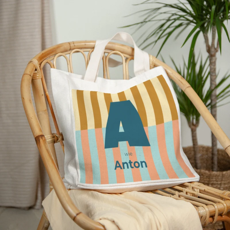 Tote bag Naissance Anse en toile Colorful stripes blue II