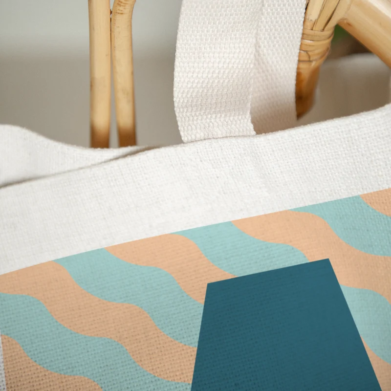 Tote bag Anse en toile Mon initiale d'amour bleu
