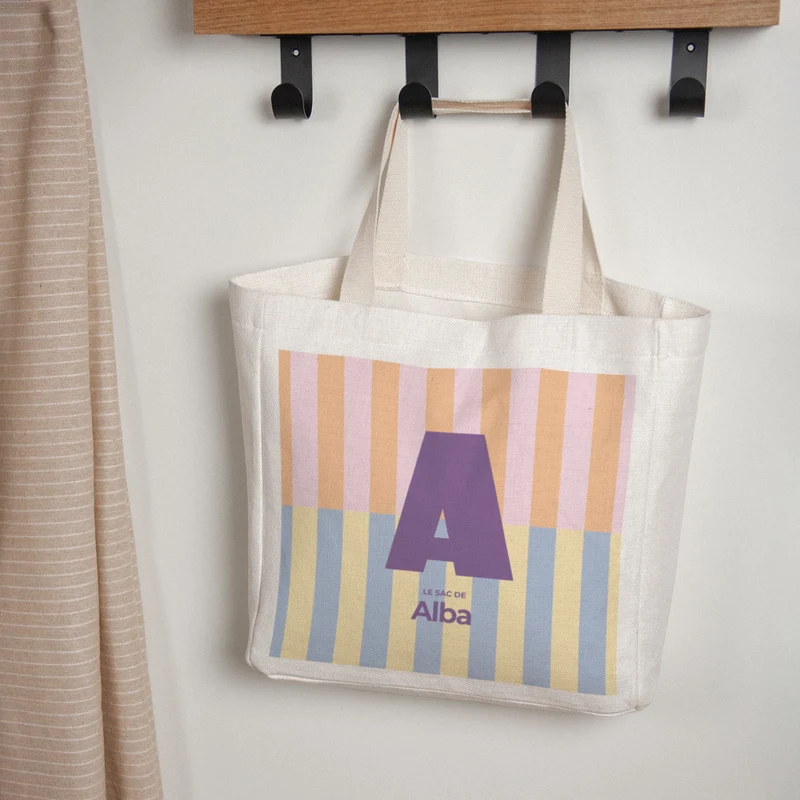 Tote bag Anse en toile Colorful stripes pink