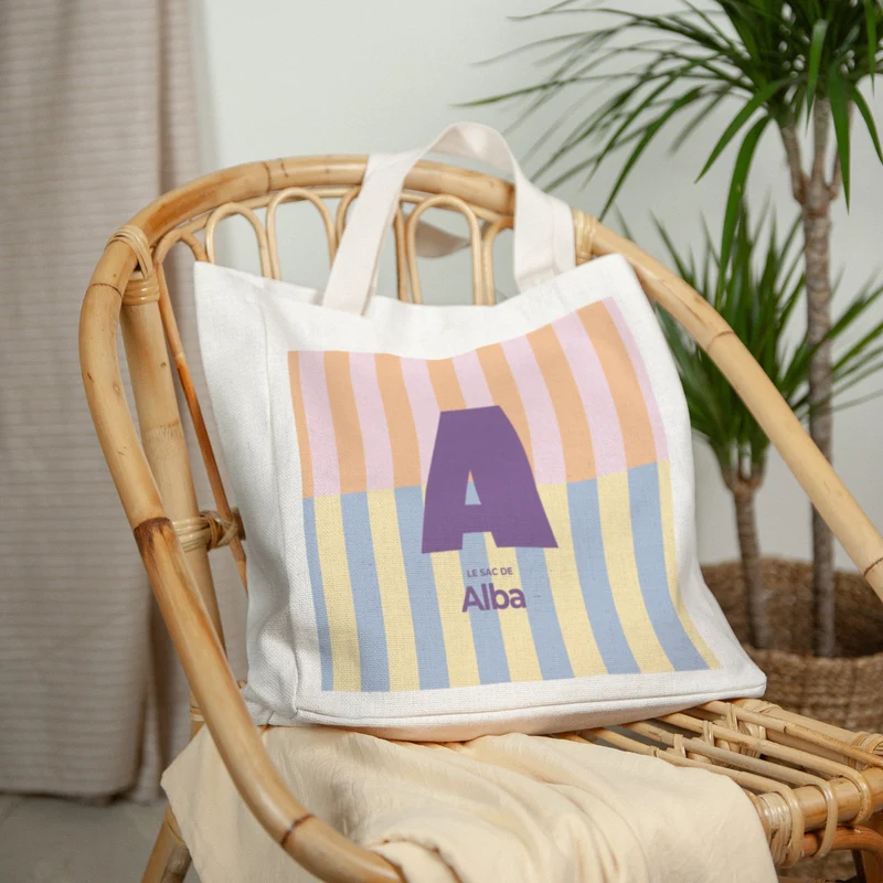 Tote bag Anse en toile Colorful stripes pink