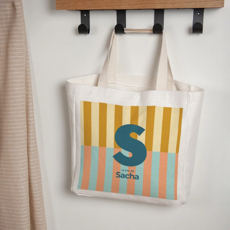 Tote bag Anse en toile Colorful stripes blue