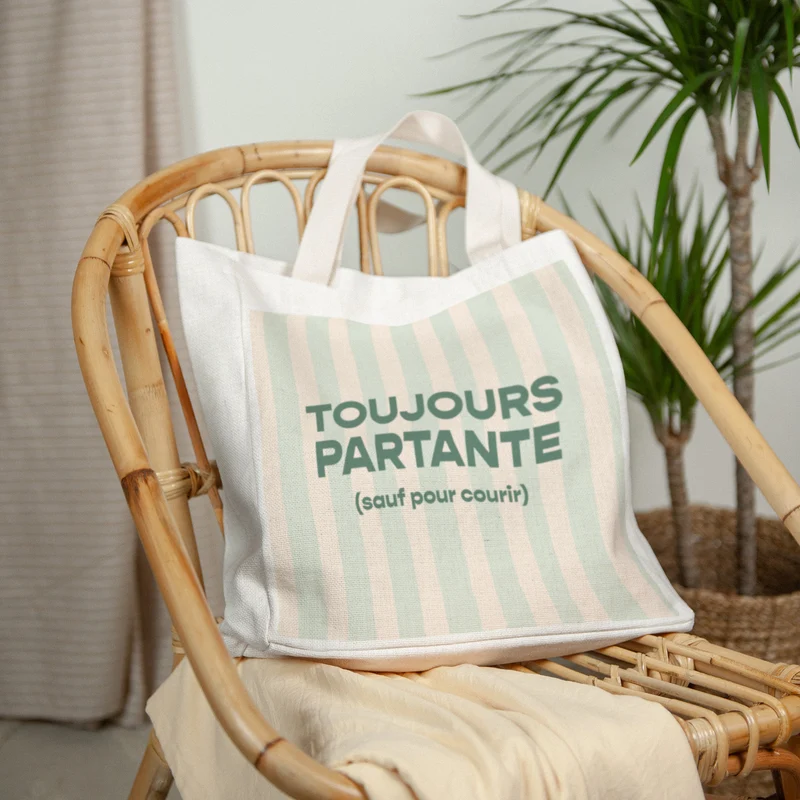 Tote bag Objets Anse en toile Toujours partante