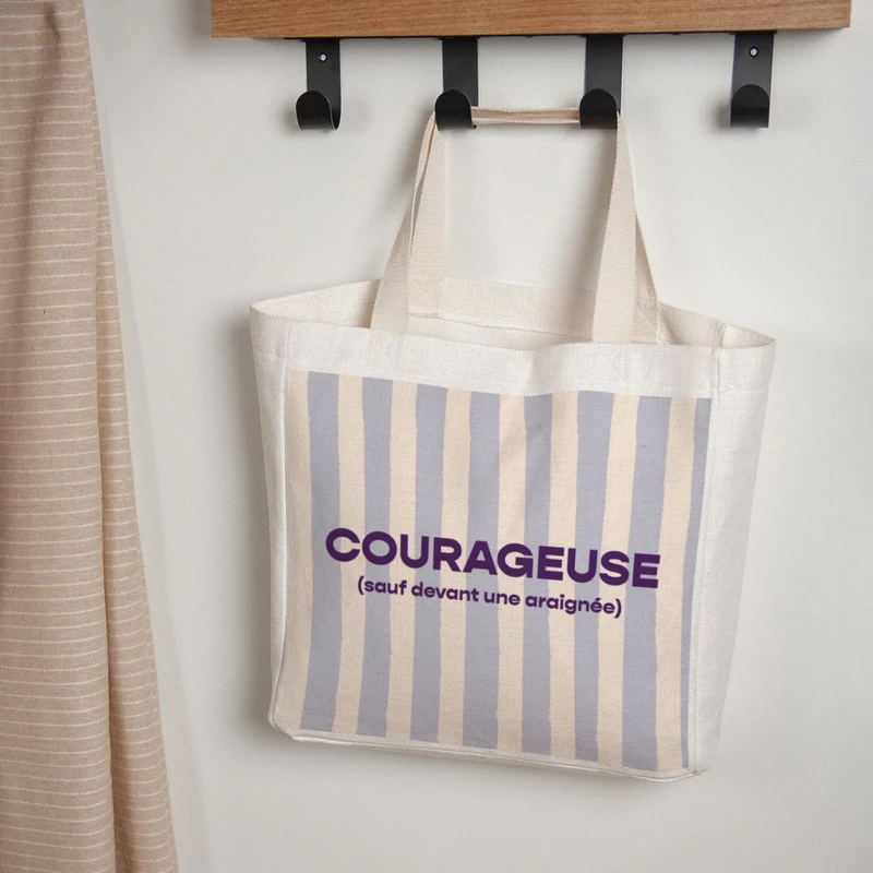 Tote bag Objets Anse en toile Courageuse