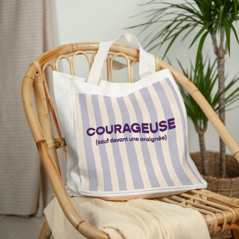 Tote bag Objets Anse en toile Courageuse