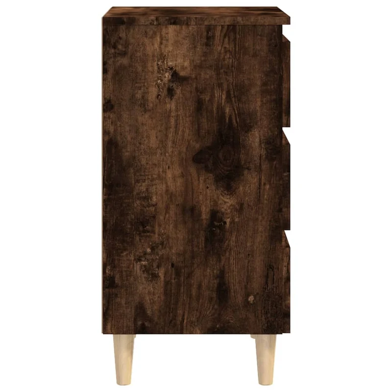 Table de chevet 3 tiroirs 40 x 35 x 69cm bois d'ingénierie marron DEC033220