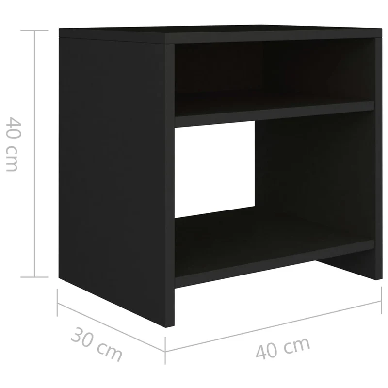 Table de chevet avec compartiment ouvert 40 x 30 x 40 cm bois d'ingénierie noir DEC034392