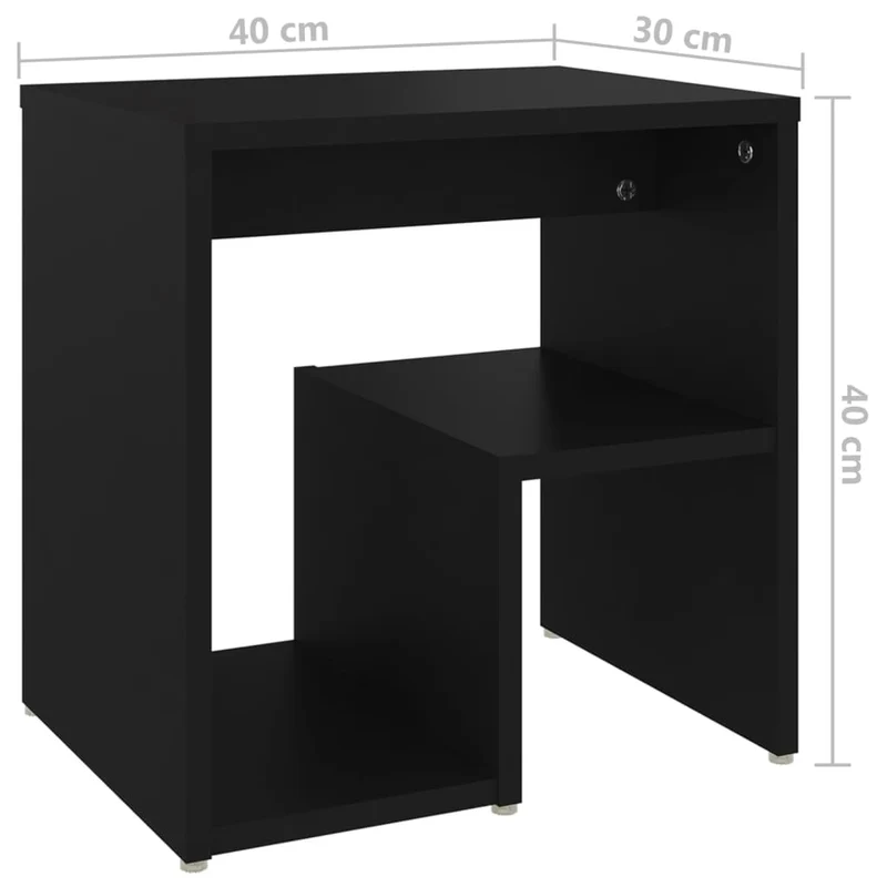 Table de chevet avec étagères 40 x 30 x 40 cm bois d'ingénierie noir DEC034391