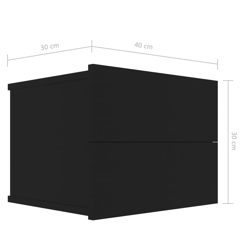 Table de chevet murale avec deux tiroirs 40 x 30 x 30 cm bois d'ingénierie noir DEC034388