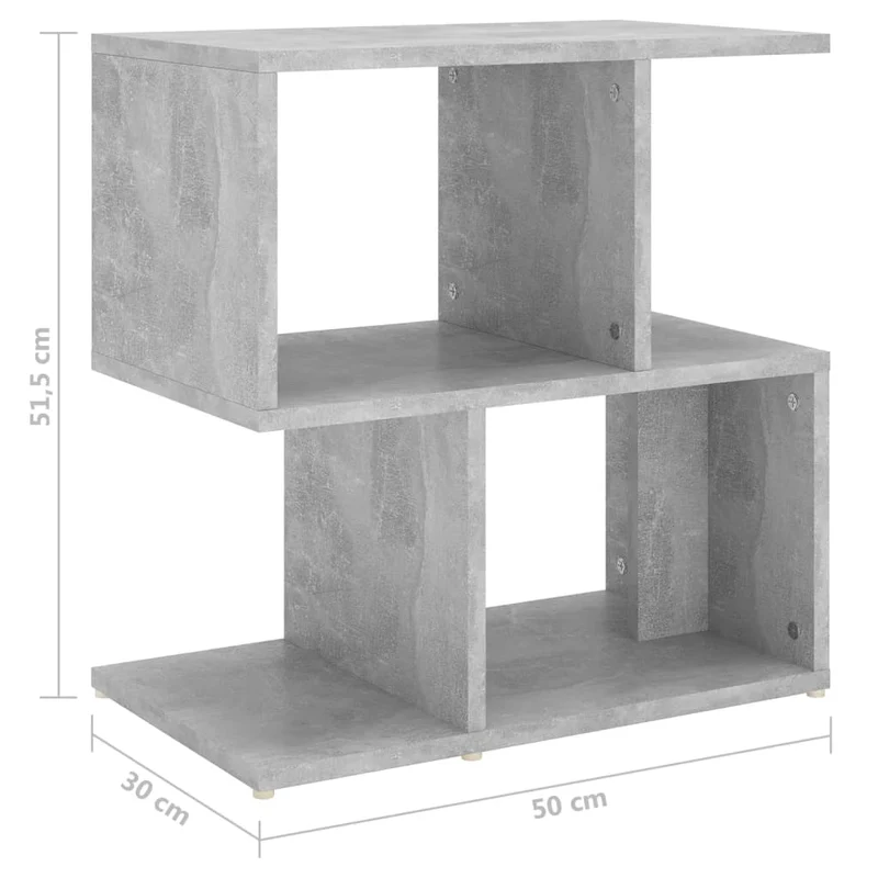 Table de chevet avec compartiments de rangement 50 x 30 x 51,5 cm bois d'ingénierie gris DEC034048