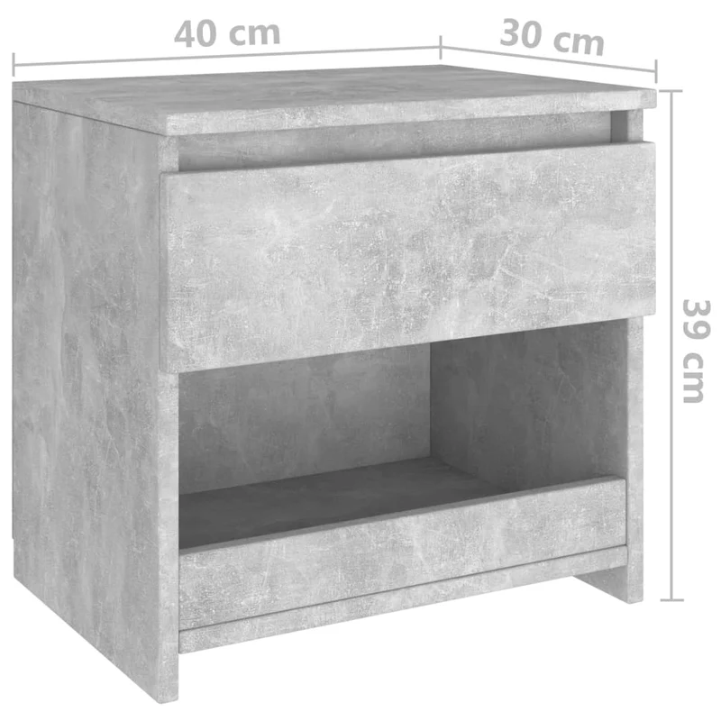 Table de chevet avec tiroir et compartiment 40 x 30 x 39 cm aggloméré gris DEC033975