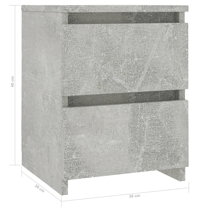 Table de chevet avec deux tiroirs 30 x 30 x 40 cm bois d’ingénierie gris DEC033966