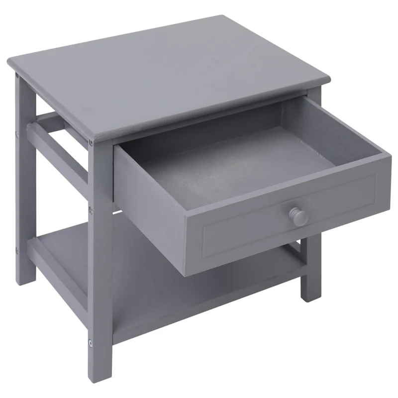 Table de chevet avec tiroir et étagère 40 x 29 x 42 cm bois de paulownia gris DEC033939